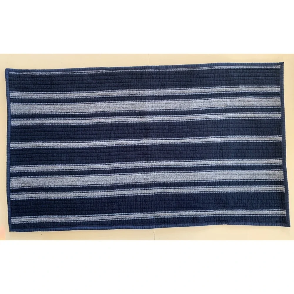 FRYE Set‎ of 2 Pillow Shams Blue Gray Stripe Sporty Cotton Nautical STANDARD